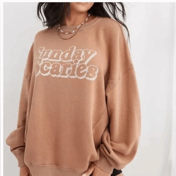 Aerie sweatshirt women small the chill crewneck sunday scaries oversized casual - Picture 1 of 11